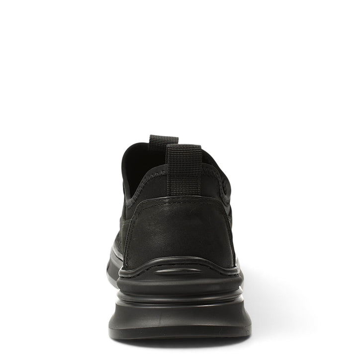 Back view of black Franco Gerardo F697-N suede sneakers with a flexible sole, available at ada-shoes.ro