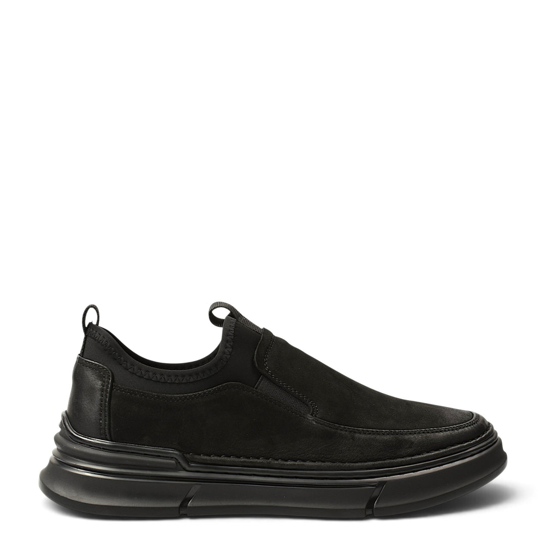 ada-shoes.ro Franco Gerardo black suede slip-on sneakers with elastic inserts and a flexible 3cm platform sole.
