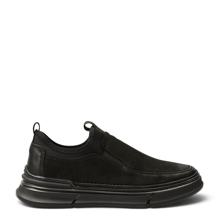 ada-shoes.ro Franco Gerardo black suede slip-on sneakers with elastic inserts and a flexible 3cm platform sole.