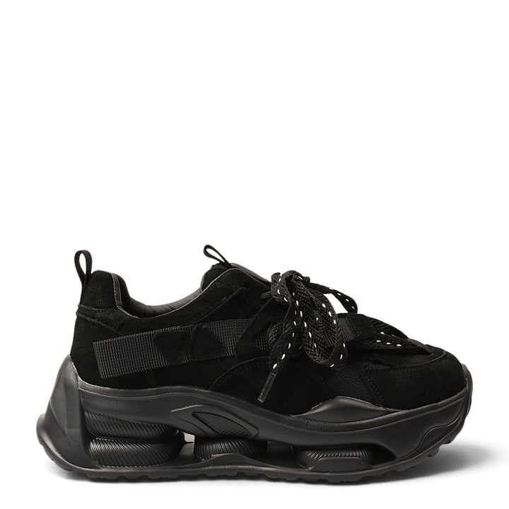 ada-shoes.ro Franco Gerardo black suede sneakers with a chunky flexible sole and lace-up closure for casual wear.