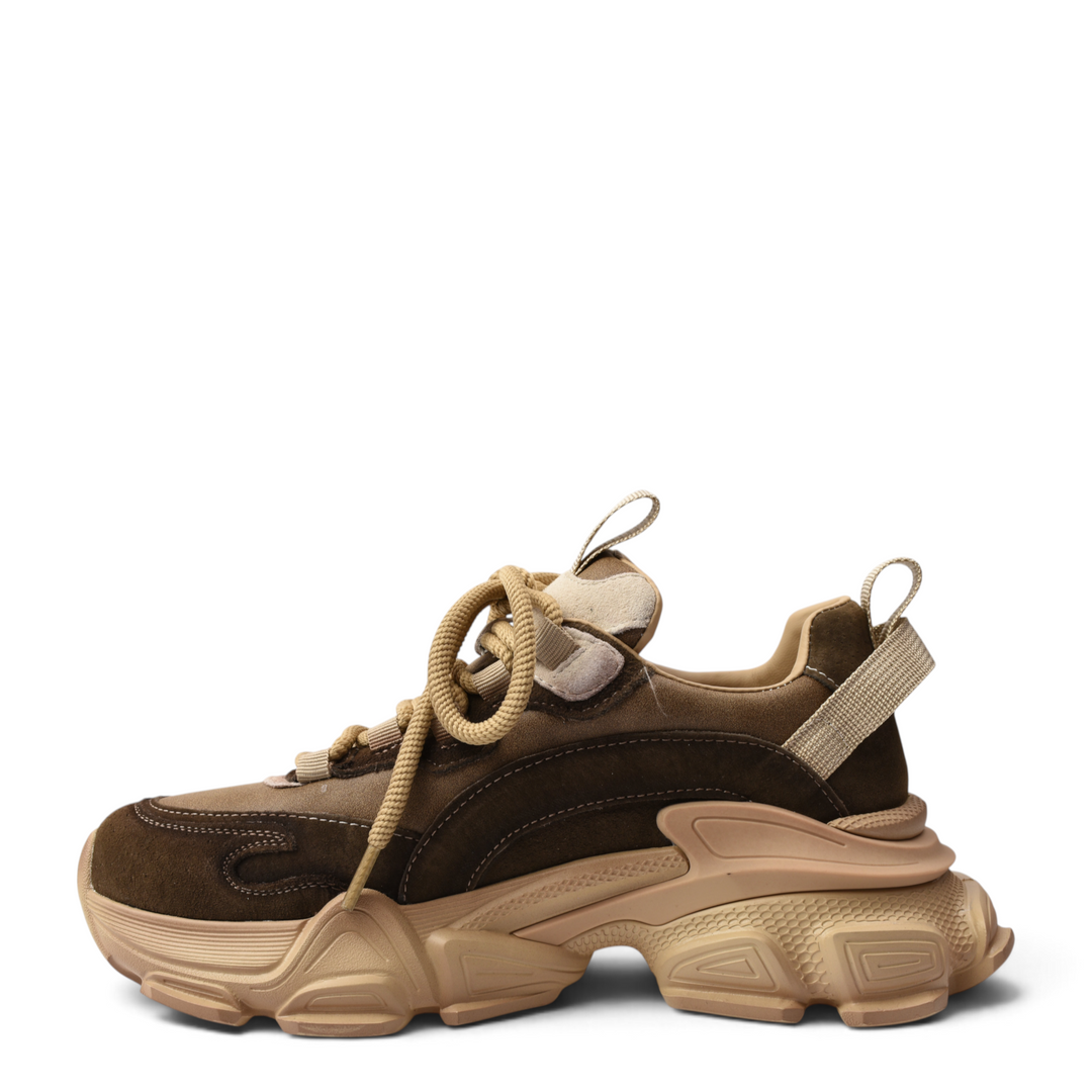 ada-shoes.ro Franco Gerardo brown and beige natural leather sneakers with chunky sole and lace-up closure