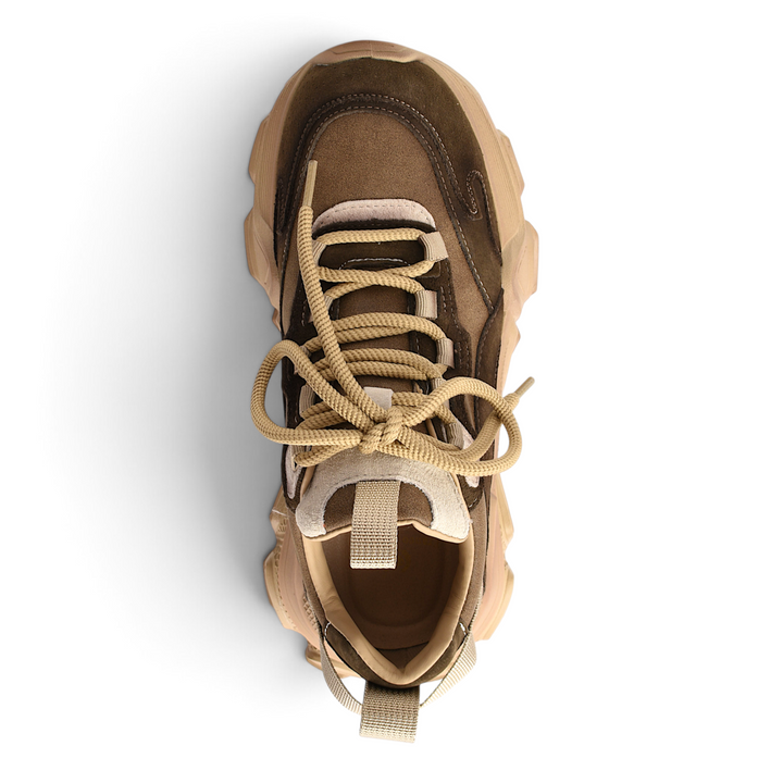 ada-shoes.ro Franco Gerardo brown and beige natural leather sneakers with lace-up closure and chunky sole
