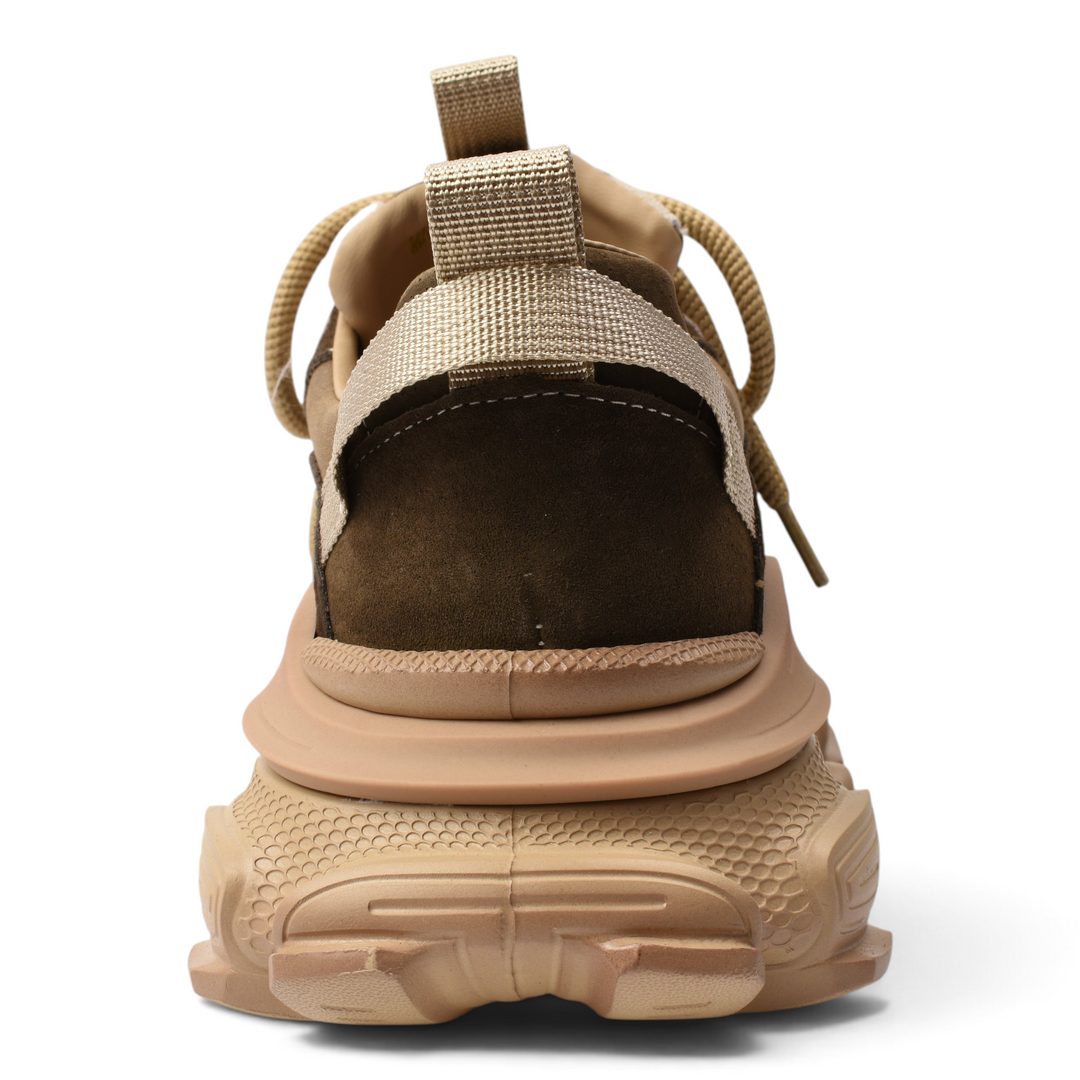 ada-shoes.ro Franco Gerardo brown and beige leather sneakers with a thick platform sole, rear view