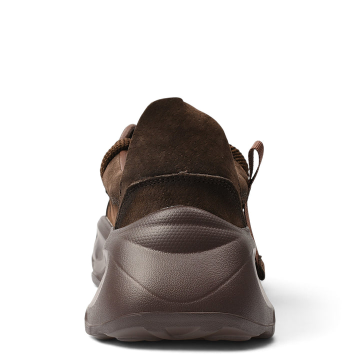 ada-shoes.ro Franco Gerardo brown suede and textile sneakers, back view showing the thick flexible platform sole.