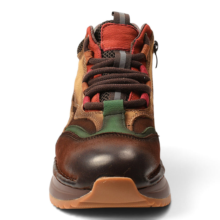 ada-shoes.ro Franco Gerardo brown suede casual boots with lace-up and zipper closure and a thick platform sole