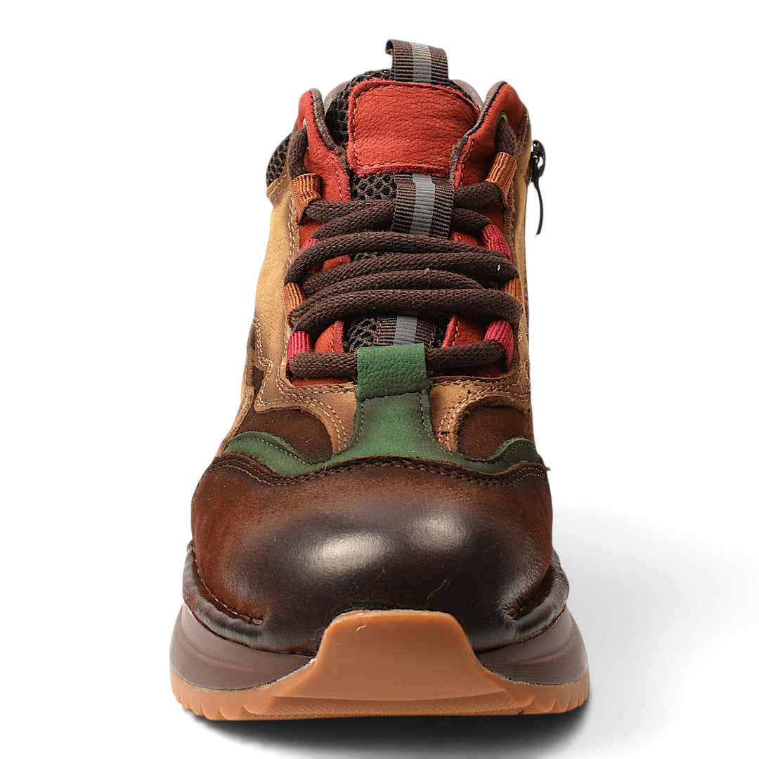 ada-shoes.ro Franco Gerardo brown suede casual boots with lace-up and zipper closure and a thick platform sole