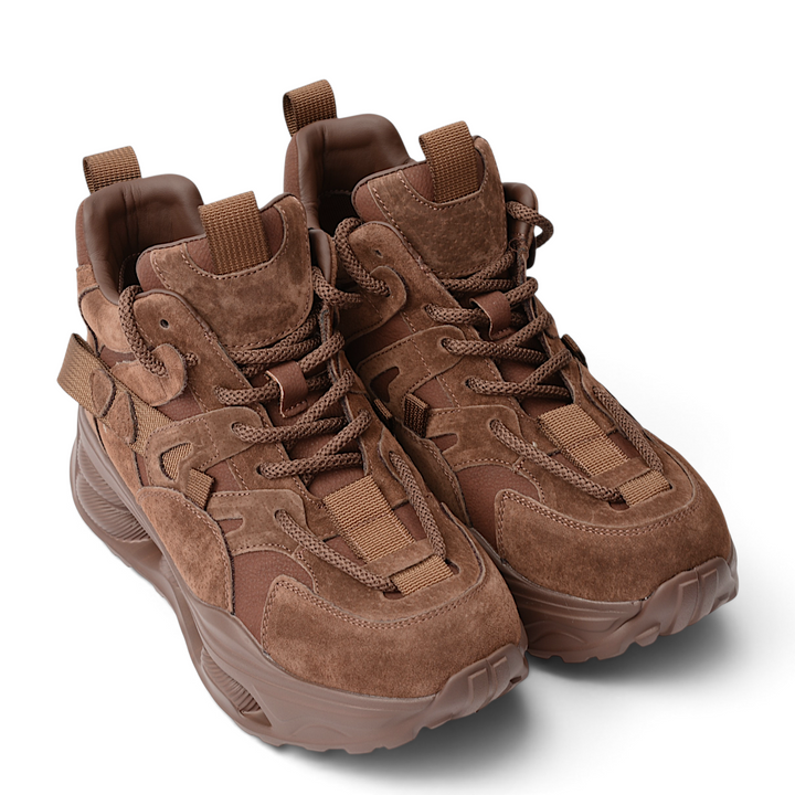 ada-shoes.ro Franco Gerardo brown suede chunky sport boots with lace-up closure and sculptural sole