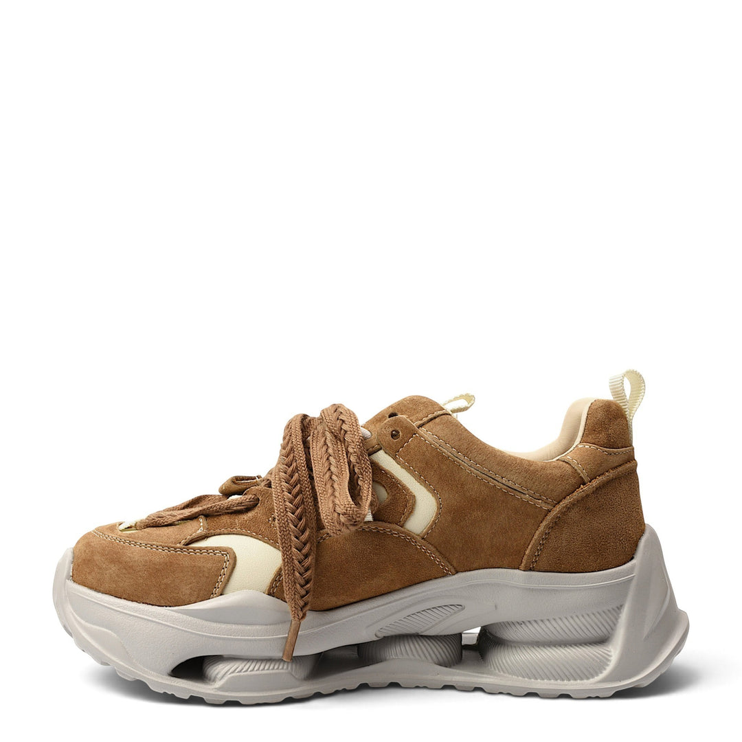 ada-shoes.ro Franco Gerardo brown suede sneakers with a chunky platform sole and lace-up closure