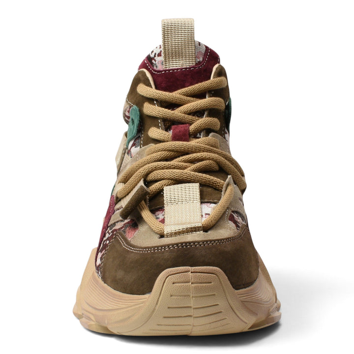 ada-shoes.ro Franco Gerardo Ghete Y5759-1G-B high-top sneakers in brown suede and patterned fabric with thick soles