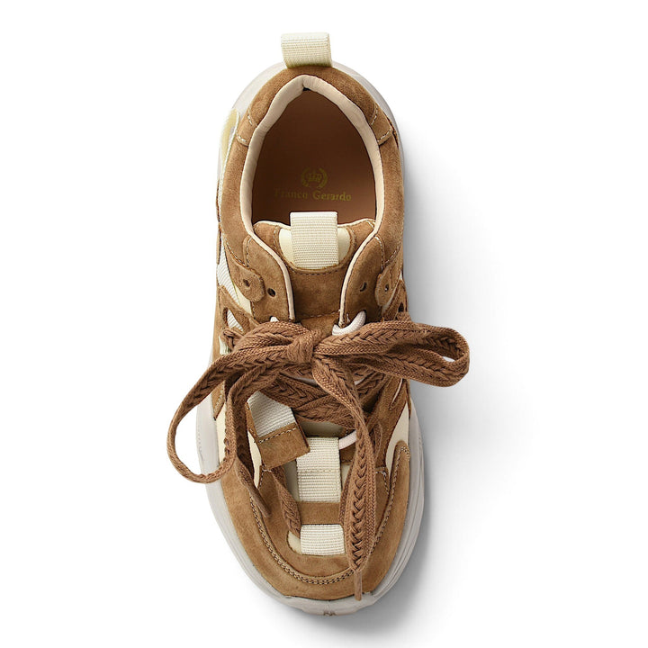 ada-shoes.ro Franco Gerardo brown suede sneakers with lace-up closure and comfortable platform sole
