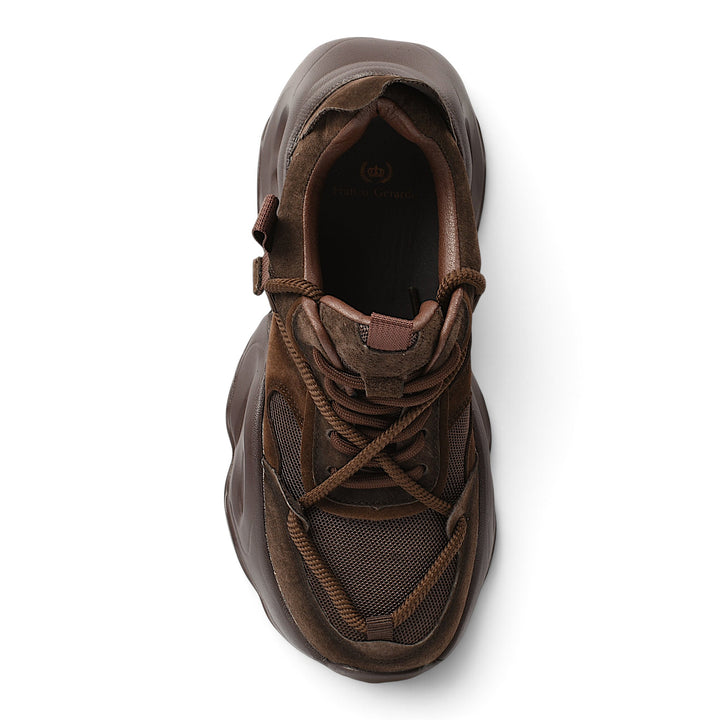 ada-shoes.ro Franco Gerardo brown suede and textile sneakers with lace-up closure and chunky platform sole