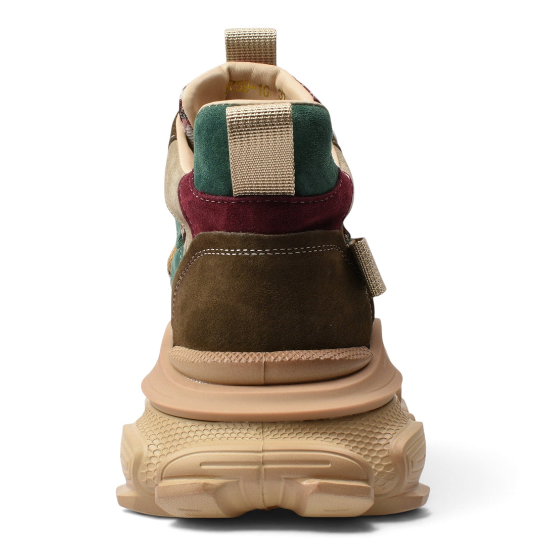 ada-shoes.ro Franco Gerardo Ghete Y5759-1G-B multi-coloured suede and leather chunky sneakers, rear view
