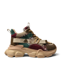 ada-shoes.ro Franco Gerardo chunky sneakers in multi-colored suede and patterned fabric with thick beige sole