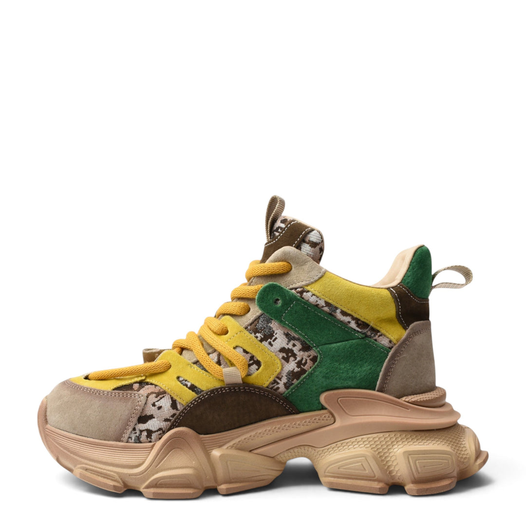 ada-shoes.ro Franco Gerardo multi-colored chunky sneakers with suede and patterned fabric panels