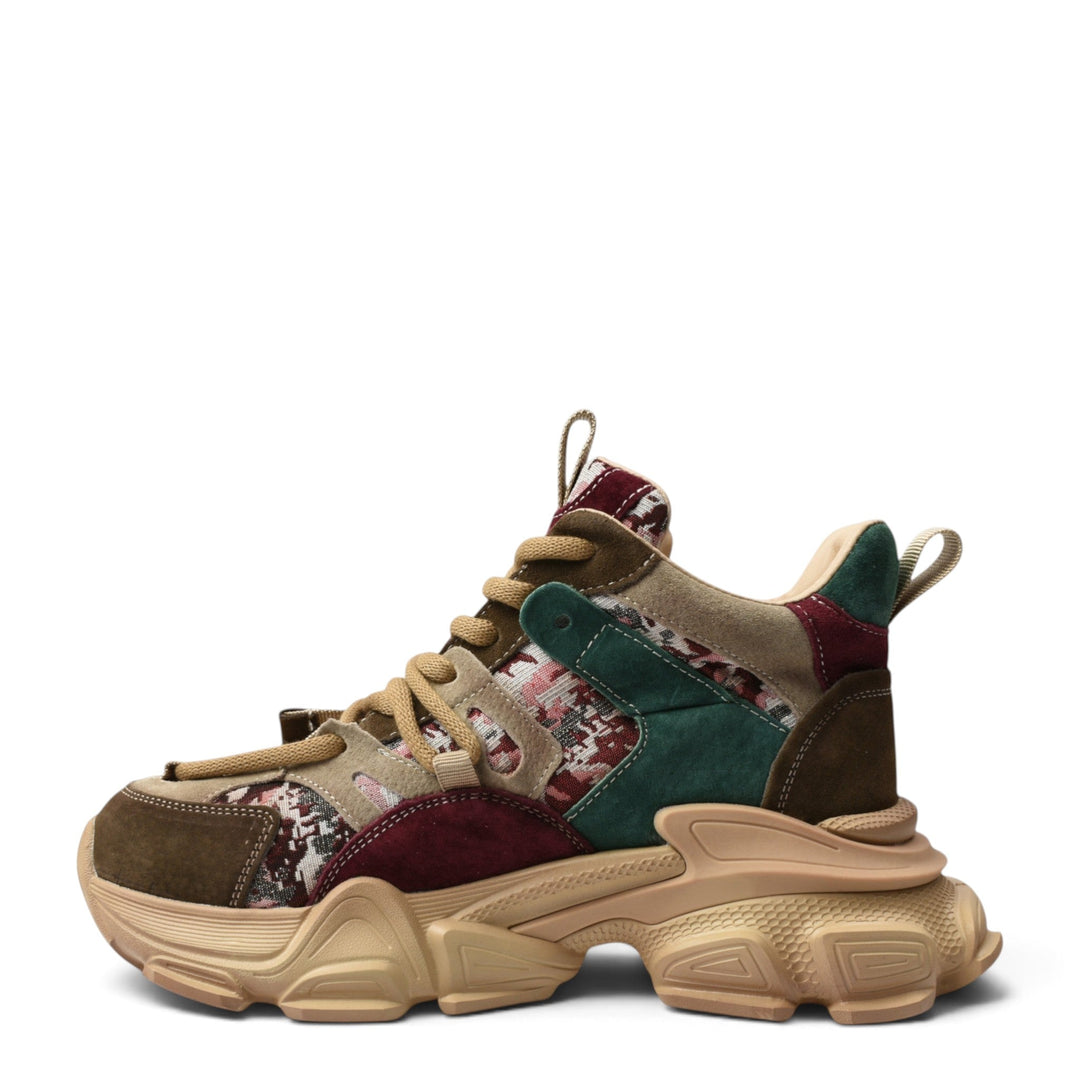 ada-shoes.ro Franco Gerardo Y5759-1G-B chunky sneakers featuring multi-colored suede and patterned fabric panels