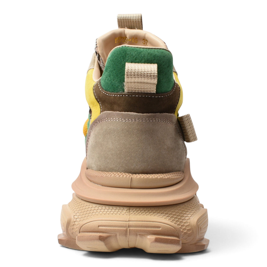 ada-shoes.ro Franco Gerardo Ghete Y5759-1G-G sneakers featuring a chunky beige sole and multi-colored suede panels.