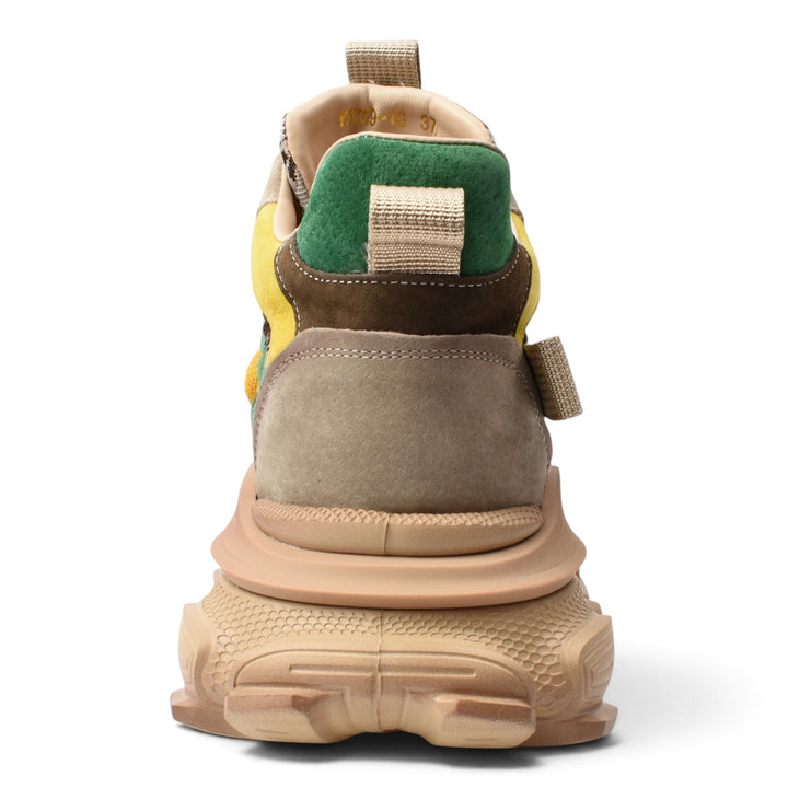 ada-shoes.ro Franco Gerardo Ghete Y5759-1G-G sneakers featuring a chunky beige sole and multi-colored suede panels.