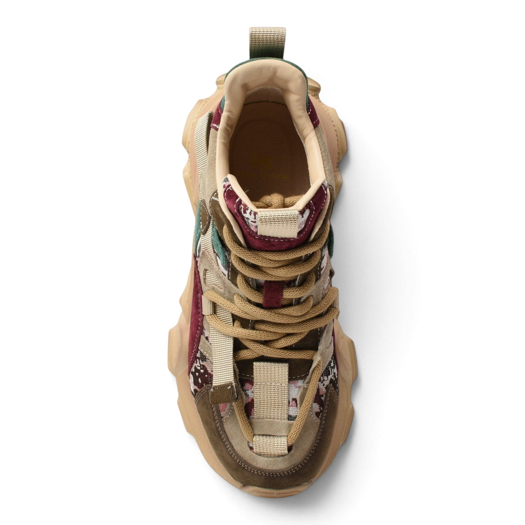 ada-shoes.ro Franco Gerardo Ghete Y5759-1G-B chunky sneakers in multi-colored suede and fabric with thick beige sole