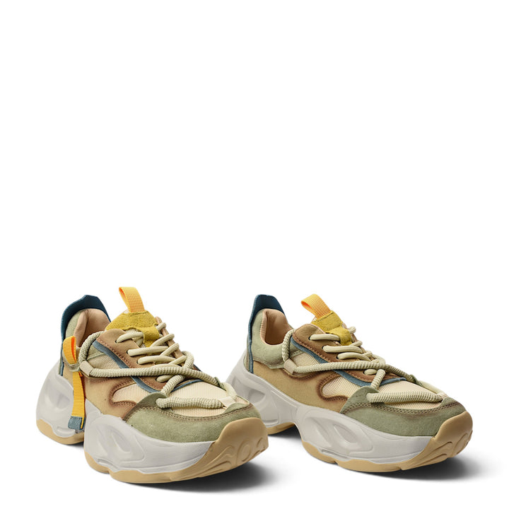 ada-shoes.ro Franco Gerardo 2586-V sneakers in green and beige suede and textile with a chunky platform sole.