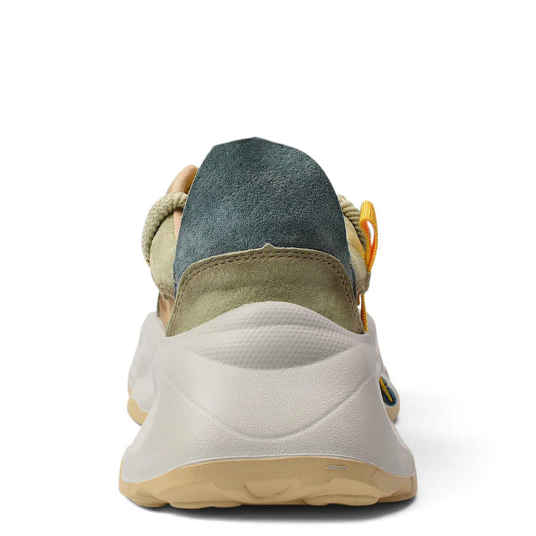 ada-shoes.ro Franco gerardo green suede and textile sneakers with a thick platform sole, rear view.