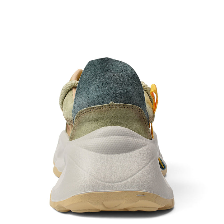 ada-shoes.ro Franco gerardo green suede and textile sneakers with a thick platform sole, rear view.