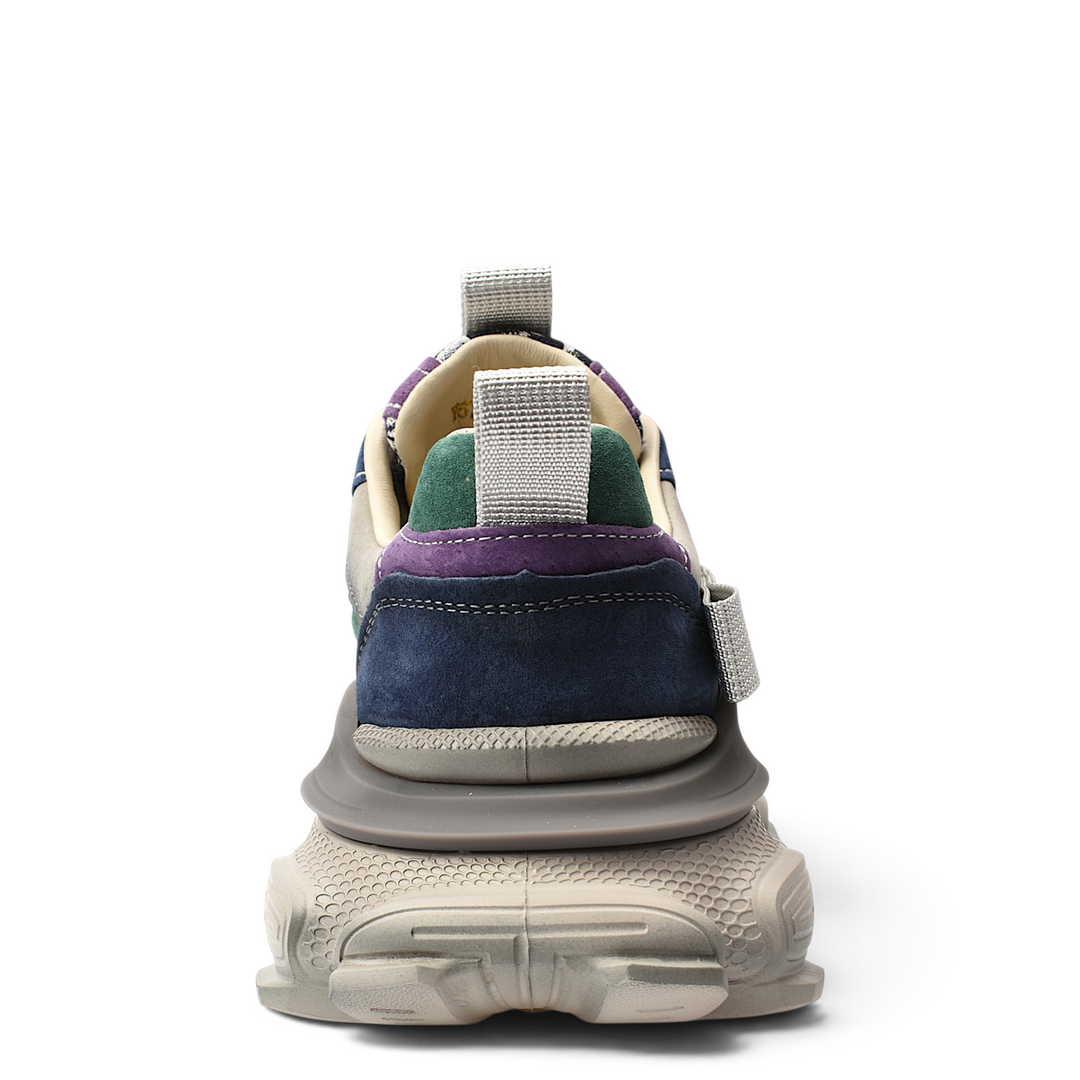 ada-shoes.ro Franco Gerardo casual sneakers in purple, blue, and green leather with a thick grey platform sole