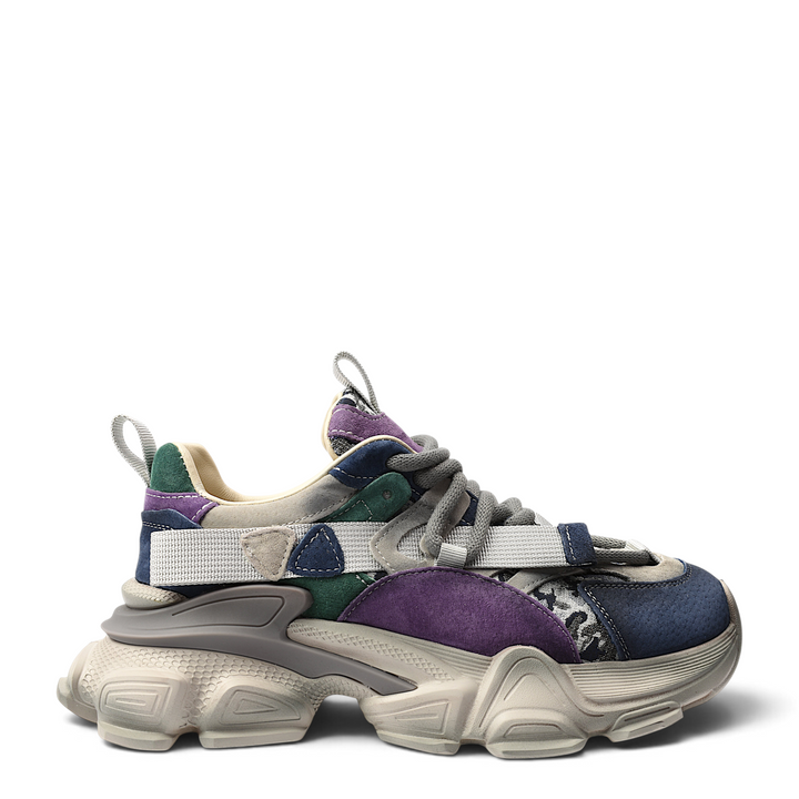 ada-shoes.ro Franco Gerardo casual sneakers in purple and blue leather with a chunky platform sole and lace-up design