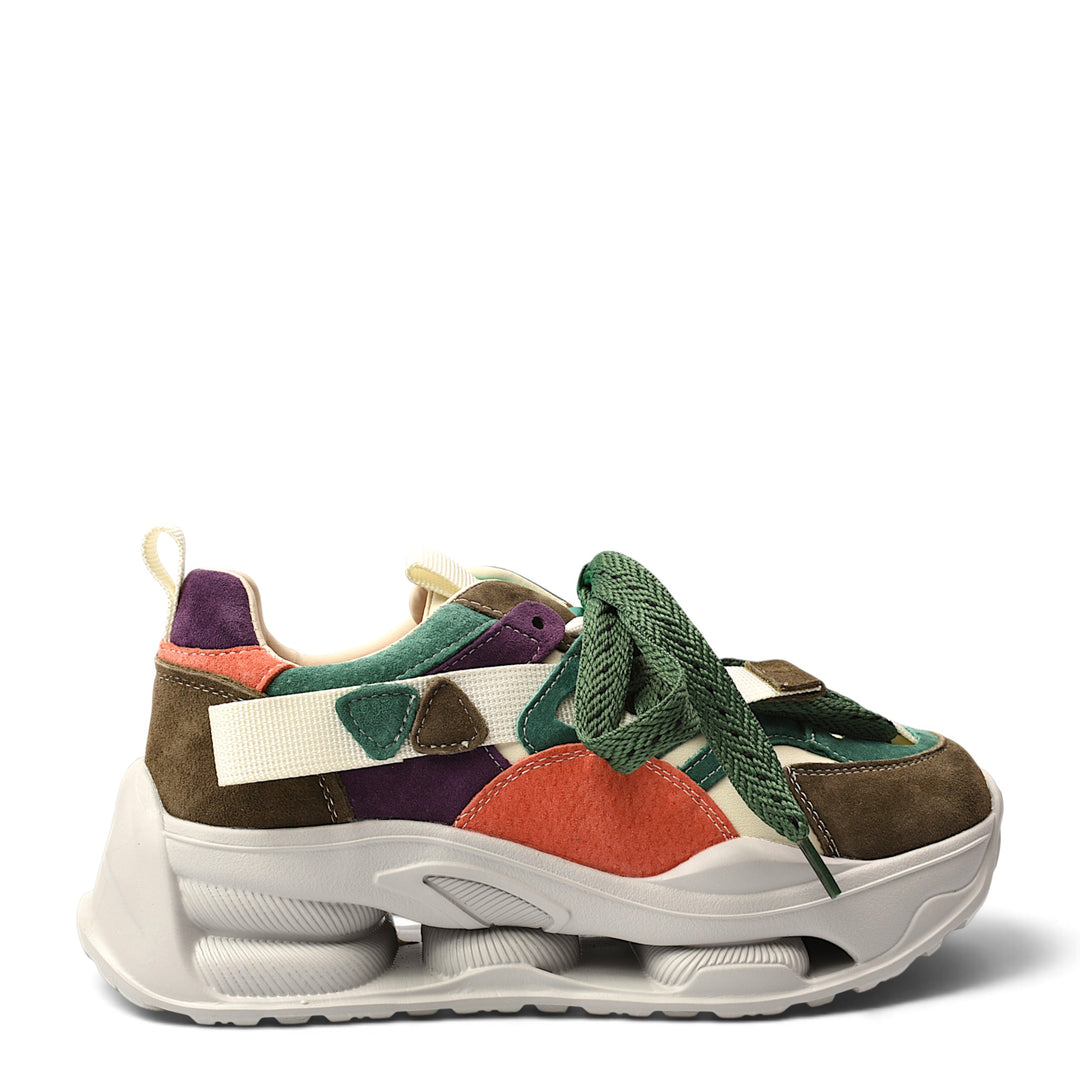 ada-shoes.ro Franco Gerardo S5351-V sneakers in multi-colour suede with a chunky platform sole and lace-up closure.