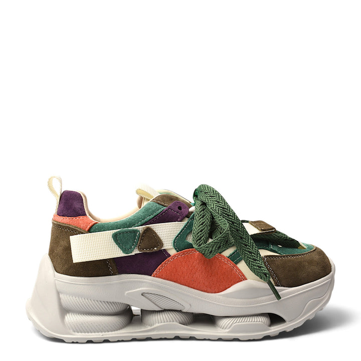 ada-shoes.ro Franco Gerardo S5351-V sneakers in multi-colour suede with a chunky platform sole and lace-up closure.