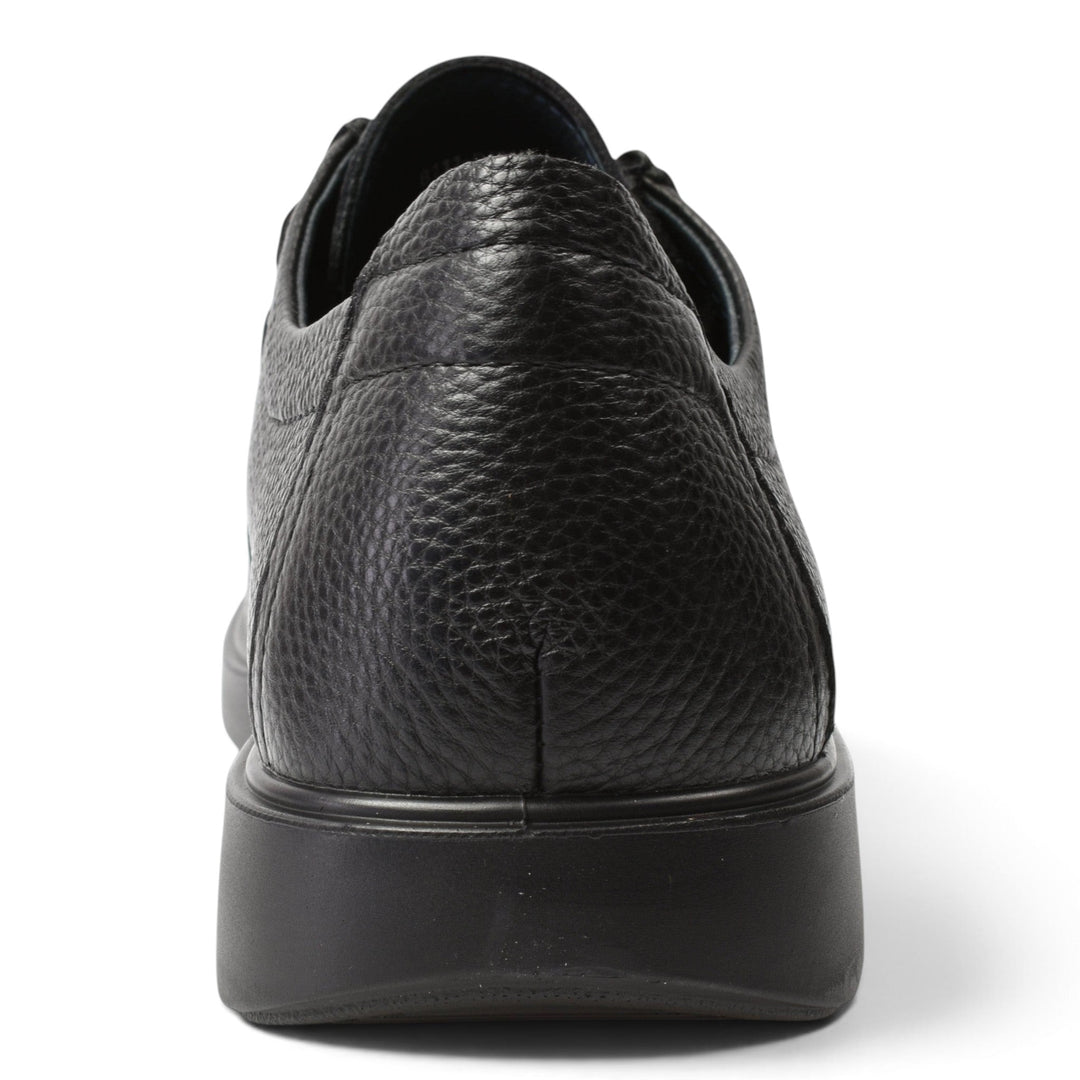 ada-shoes.ro Goretti black casual shoes with textured leather finish, rear view showing thick rubber sole