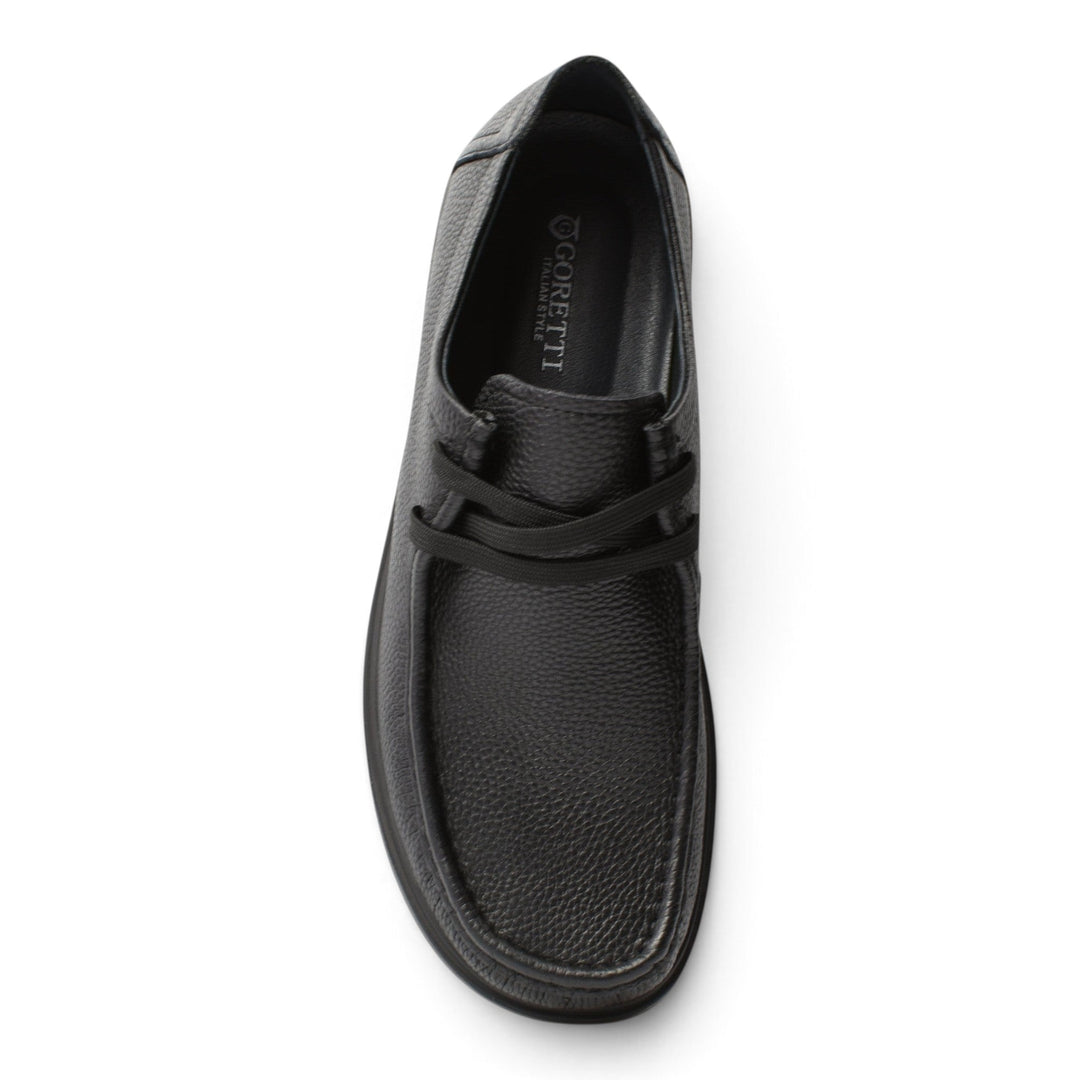 ada-shoes.ro Goretti black leather casual shoes with textured finish and slip-on design, top view