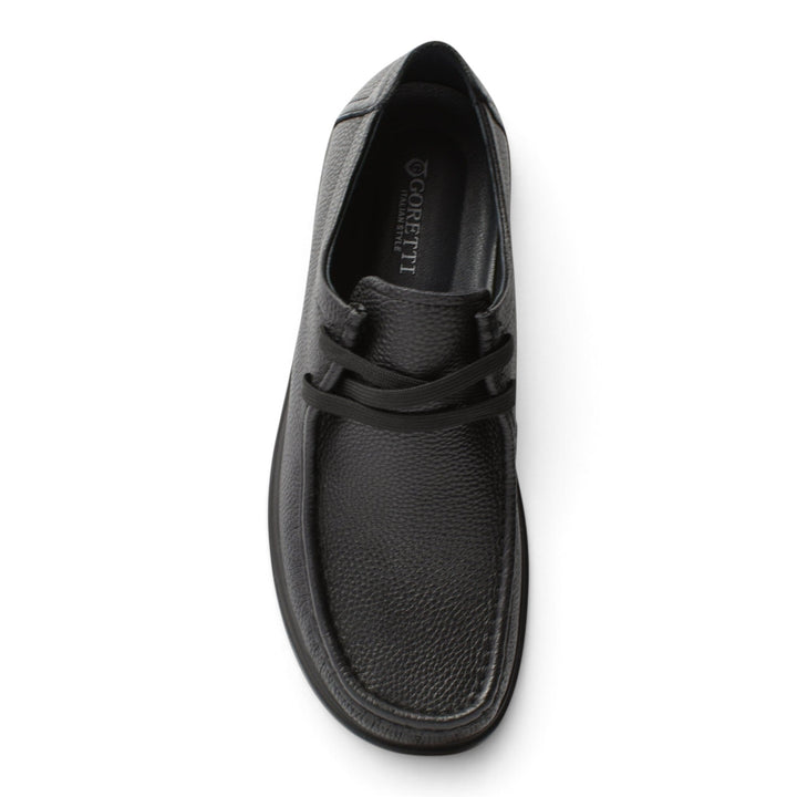 ada-shoes.ro Goretti black leather casual shoes with textured finish and slip-on design, top view
