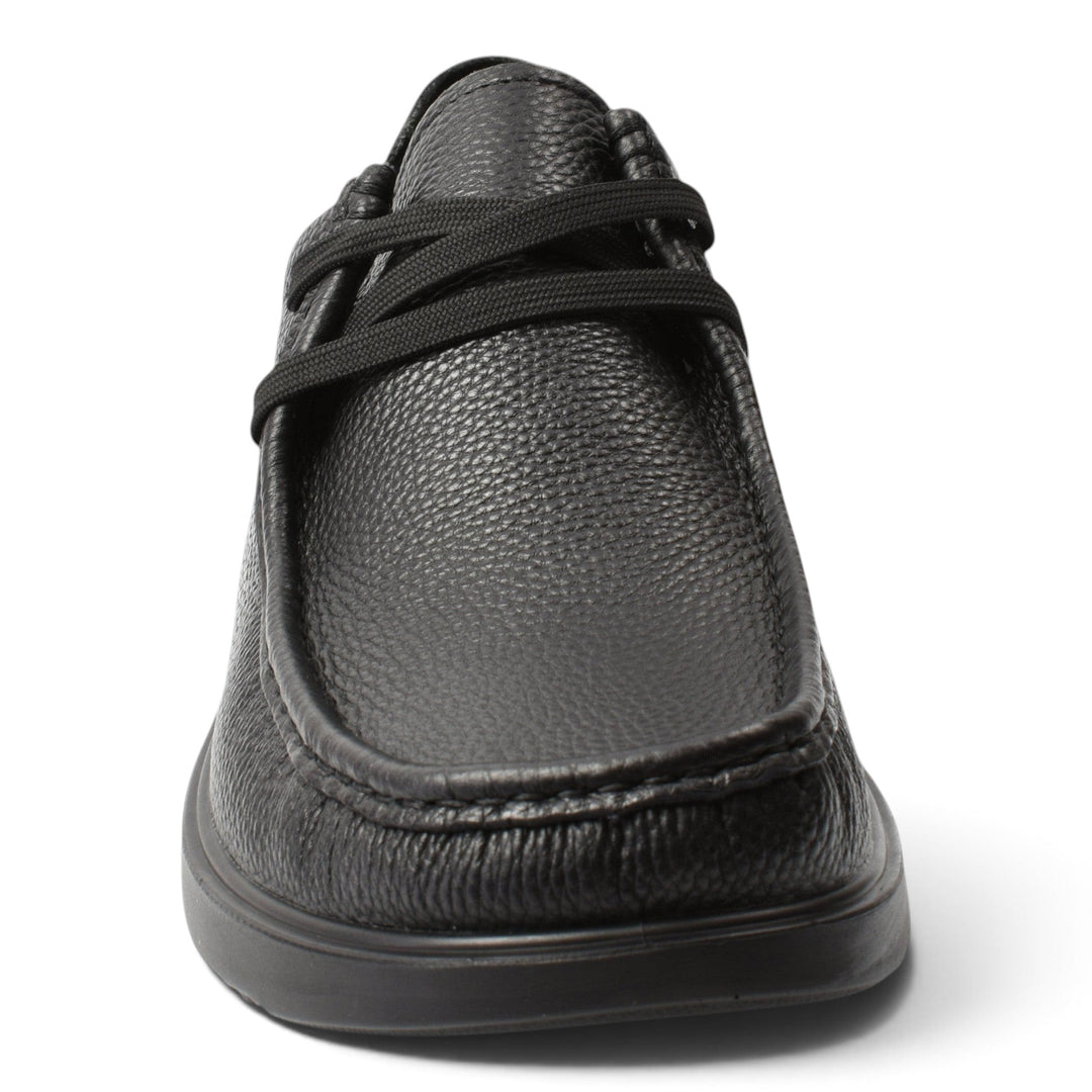 ada-shoes.ro Goretti black leather casual shoes with a textured finish and moccasin-style stitching