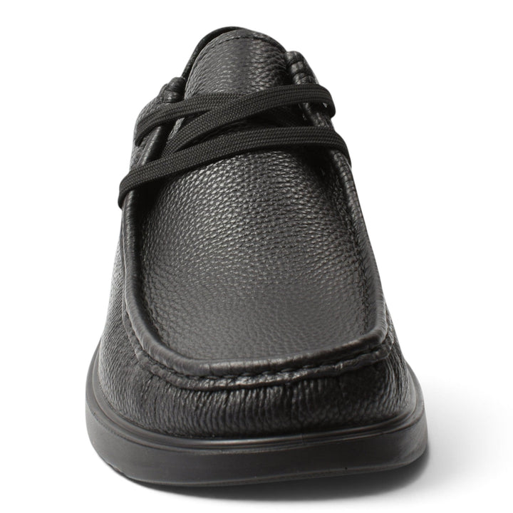 ada-shoes.ro Goretti black leather casual shoes with a textured finish and moccasin-style stitching