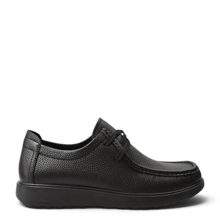ada-shoes.ro Goretti black leather casual shoes with a textured finish and comfortable platform sole
