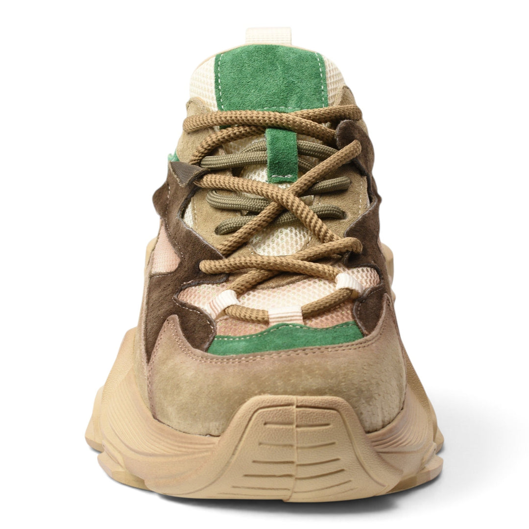 ada-shoes.ro FRANCO GERARDO green and beige suede sneakers with chunky sole and lace-up closure