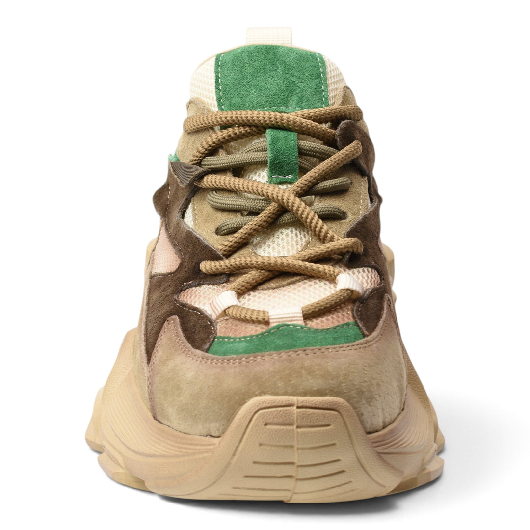 ada-shoes.ro FRANCO GERARDO green and beige suede sneakers with chunky sole and lace-up closure