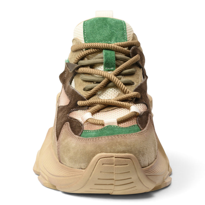 ada-shoes.ro FRANCO GERARDO green and beige suede sneakers with chunky sole and lace-up closure