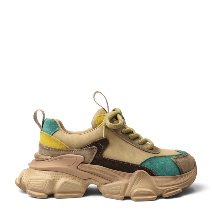 ada-shoes.ro green and beige suede sneakers with chunky platform sole and lace-up closure