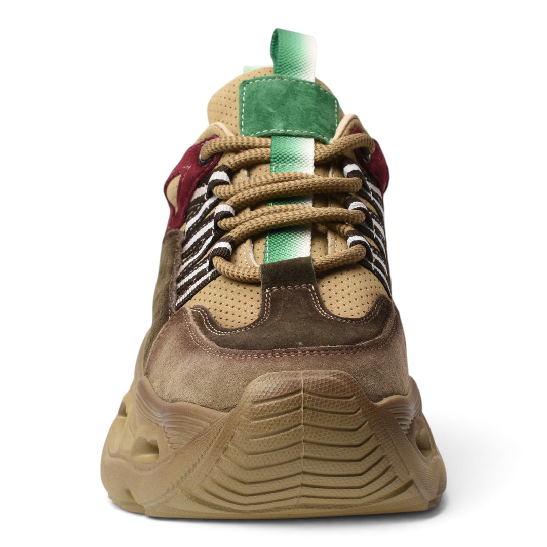 ada-shoes.ro green and brown suede sneakers with a chunky 5cm sole and lace-up closure for casual wear