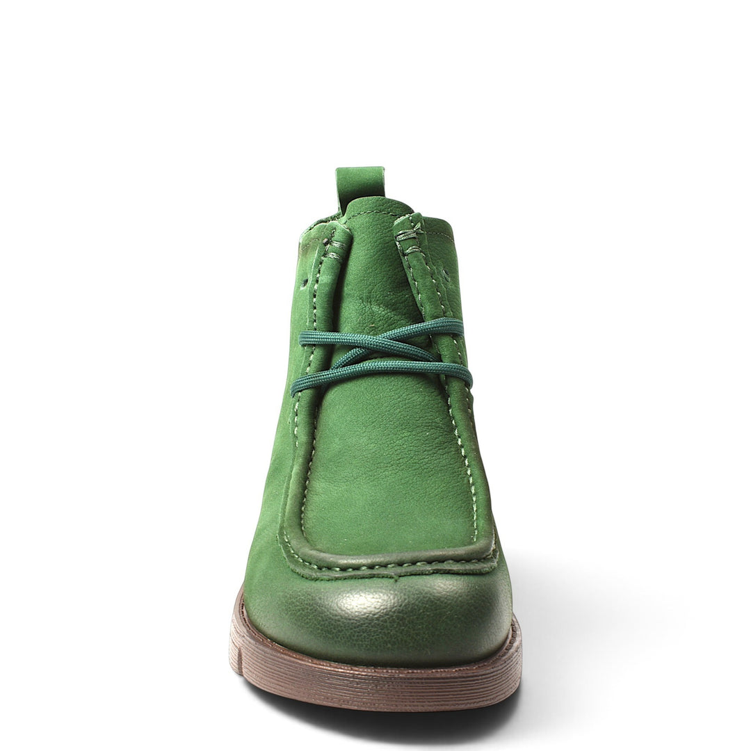 ada-shoes.ro Formazione green casual ankle boots with lace-up closure and flexible sole, front view.