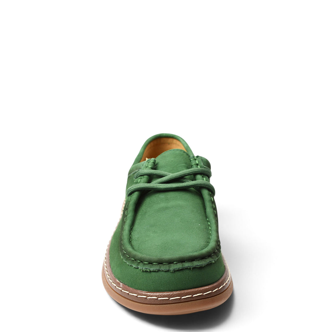 ada-shoes.ro green suede casual shoes with lace-up closure and flexible sole, front view