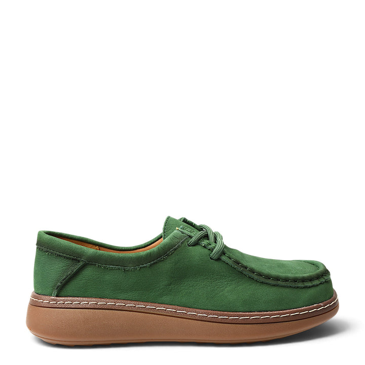 ada-shoes.ro green suede casual shoes with lace-up closure and flexible brown sole for women