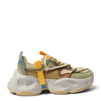 ada-shoes.ro Franco Gerardo green suede and textile sneakers with a chunky platform sole and orange strap detail.