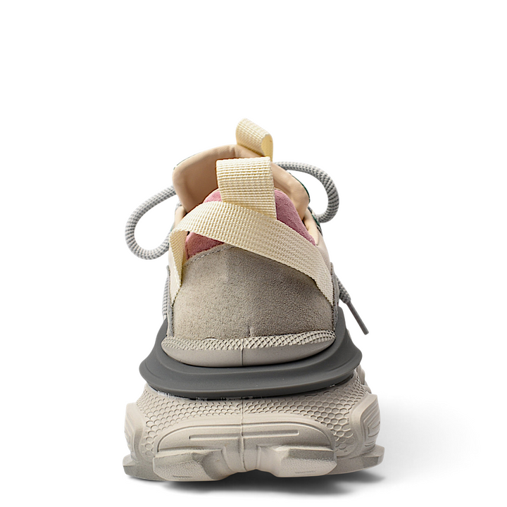ada-shoes.ro Franco Gerardo sneakers in grey and beige suede with a chunky textured sole, rear view.