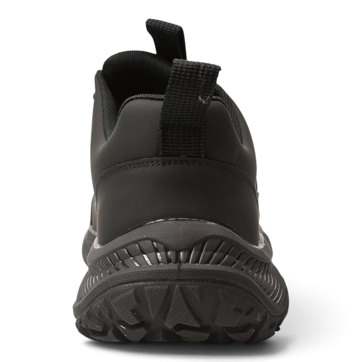 ada-shoes.ro grey leather and suede sneakers with a thick flexible sole, rear view showing heel detail