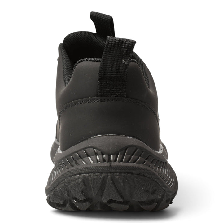 ada-shoes.ro grey leather and suede sneakers with a thick flexible sole, rear view showing heel detail