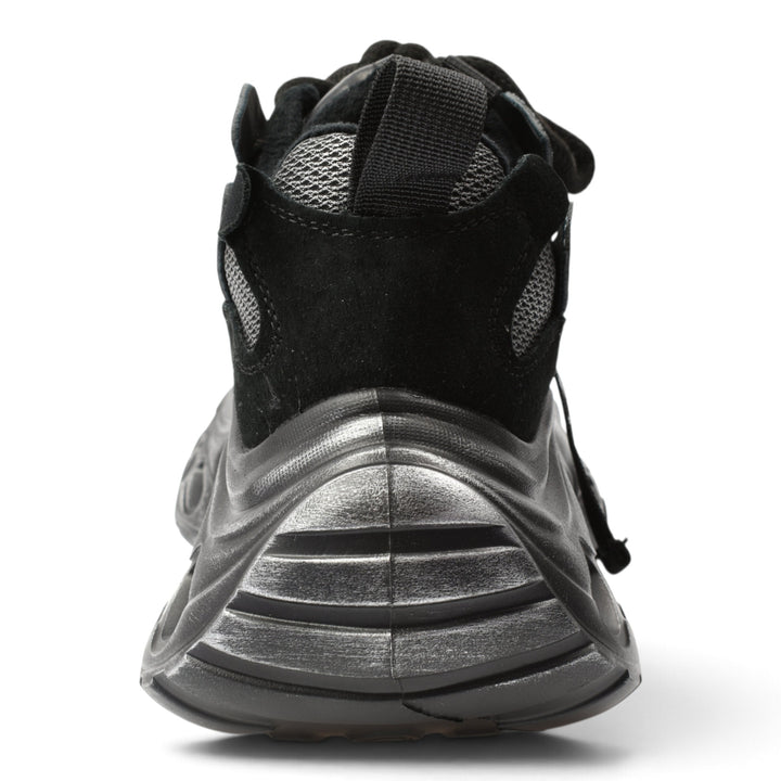 ada-shoes.ro Gryxx black suede sneakers with a chunky 6cm platform sole seen from the back