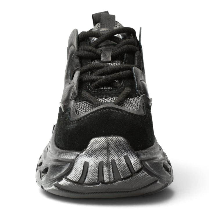 ada-shoes.ro Gryxx black suede sneakers with a chunky 6cm platform sole and lace-up closure for women.