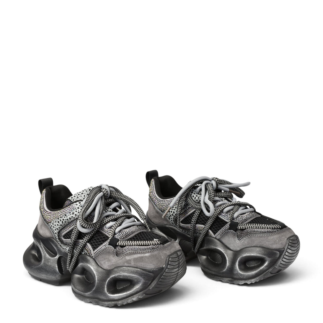 ada-shoes.ro Gryxx grey suede chunky trainers with lace-up closure and 6cm platform sole for women
